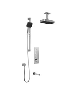 Kalia Squareone TB3 Premia Aquatonik T/P Push-Button Shower System With Vertical Ceiling Arm