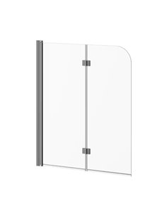 Kalia Flip 2-Panel Frameless Pivot Bath Shield 46" X 56" Clear Glass