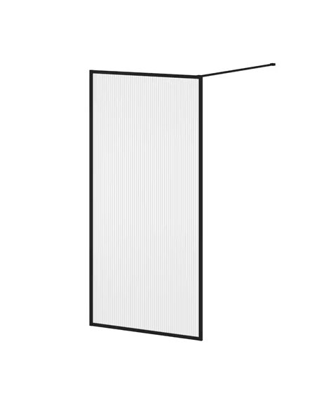 Kalia Dune Framed Bath Shield 33" X 66" Fluted Glass