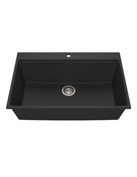 Kalia Bacia 33 Granistone Single Bowl Kitchen Sink 33" With Drain And Silicone Mat For Drop-In Installation
