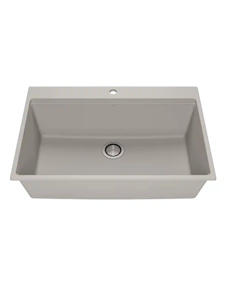 Kalia Bacia 33 Granistone Single Bowl Kitchen Sink 33" With Drain And Silicone Mat For Drop-In Installation