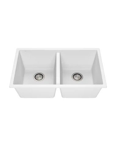 Kalia Bacia 31 Granistone Double Bowl 50/50 Kitchen Sink 31" With Drain And Silicone Mat For Undermount Or Drop-In Installation