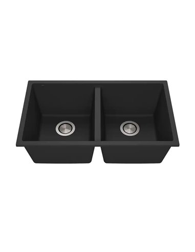Kalia Bacia 31 Granistone Double Bowl 50/50 Kitchen Sink 31" With Drain And Silicone Mat For Undermount Or Drop-In Installation