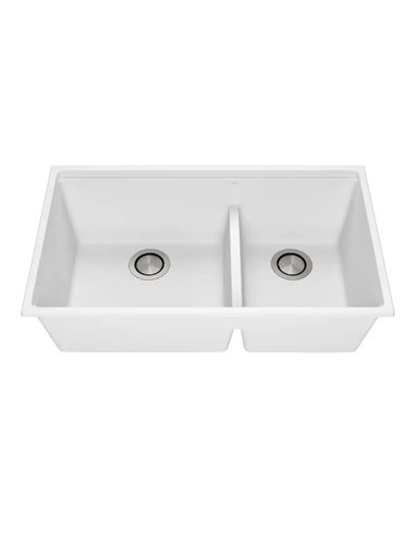 Kalia Bacia 33 Granistone Double Bowl 70/30 Kitchen Sink 33" With Drain And Silicone Mat For Undermount Installation