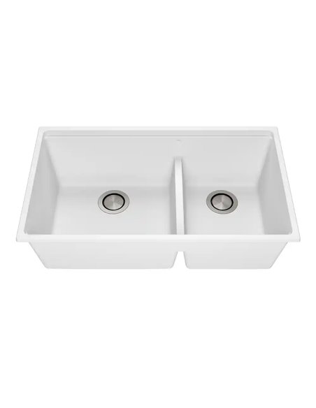 Kalia Bacia 33 Granistone Double Bowl 70/30 Kitchen Sink 33" With Drain And Silicone Mat For Undermount Installation