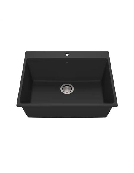 Kalia Bacia 27 Granistone Single Bowl Kitchen Sink 27" With Drain And Silicone Mat For Drop-In Installation