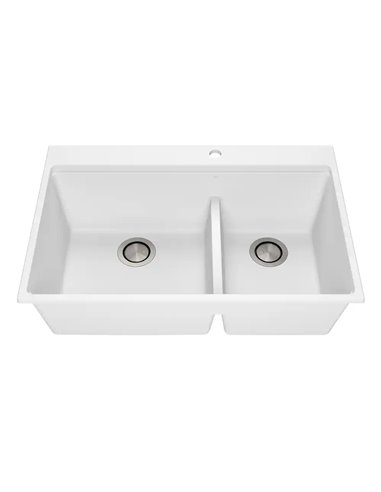 Kalia Bacia 33 Granistone Double Bowl 70/30 Kitchen Sink 33" With Drain And Silicone Mat For Drop-In Installation