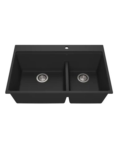 Kalia Bacia 33 Granistone Double Bowl 70/30 Kitchen Sink 33" With Drain And Silicone Mat For Drop-In Installation
