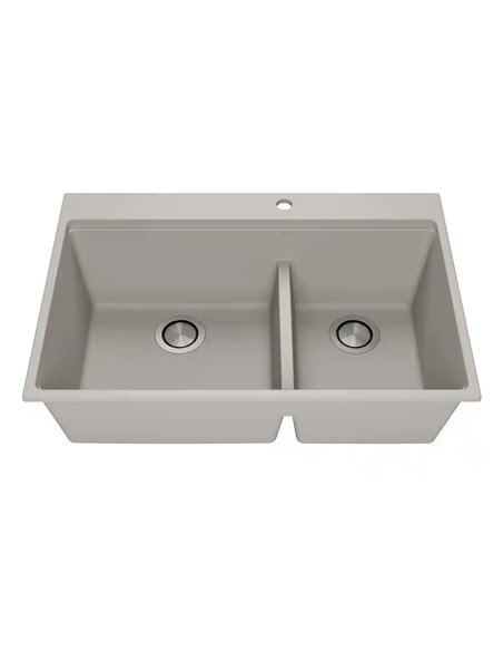 Kalia Bacia 33 Granistone Double Bowl 70/30 Kitchen Sink 33" With Drain And Silicone Mat For Drop-In Installation