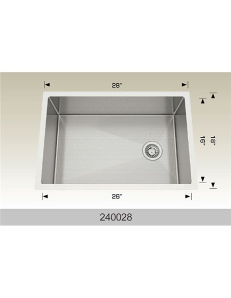 Bosco 240028 Textured Titanium Series Stainless Steel Kitchen Sink  