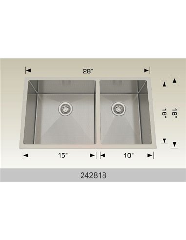 Bosco 242818 Textured Titanium Series Stainless Steel Kitchen Sink  
