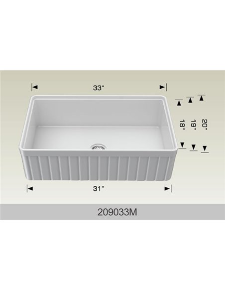 Bosco 209033 Fireclay Apron Series Kitchen Sink  