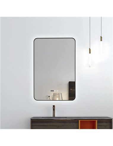 INFINITY Semi square Black Framed Back Light LED Mirror 