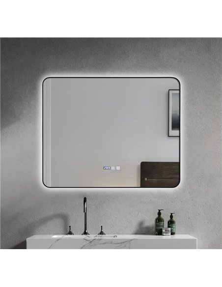 INFINITY Semi square Black Framed Back Light LED Mirror 