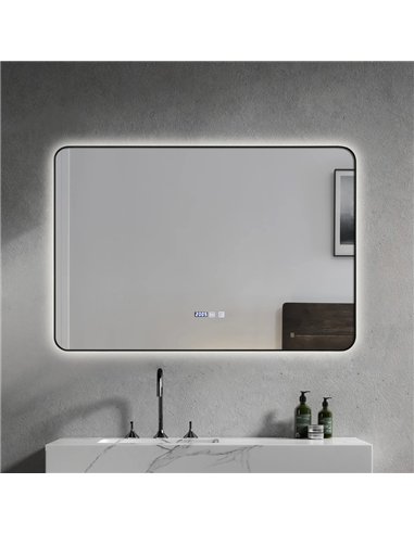 INFINITY Semi square Black Framed Back Light LED Mirror 