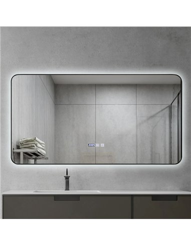 INFINITY Semi square Black Framed Back Light LED Mirror 