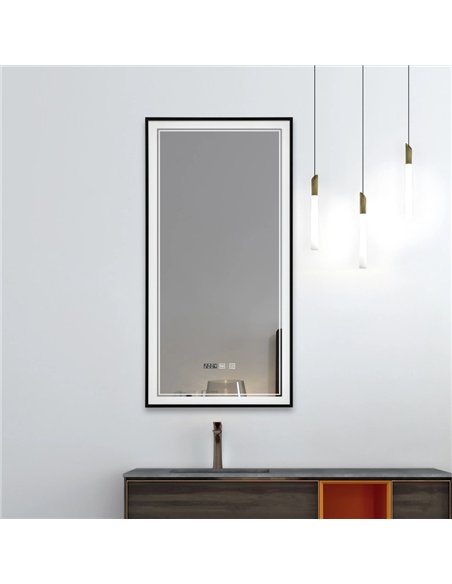 TC-INFINITY Square Black Framed Front Light LED Mirror 