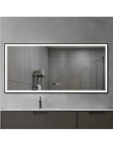 TC-INFINITY Square Black Framed Front Light LED Mirror 