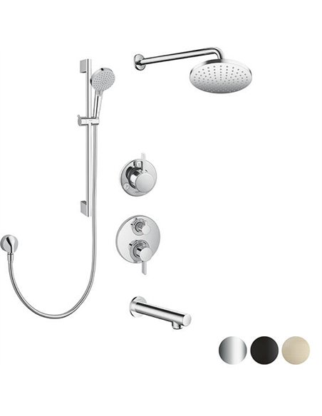 Hansgrohe Vernis Thermostatic Shower Kit with Non-Diverter Tub Spout Round
