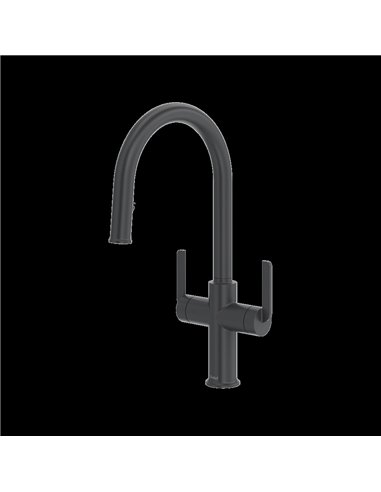 Riobel Authentica AU801 Two Handle Pull-Down Kitchen Faucet with C-Spout