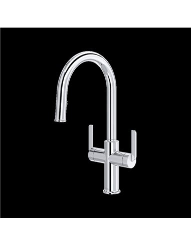 Riobel Authentica AU801 Two Handle Pull-Down Kitchen Faucet with C-Spout