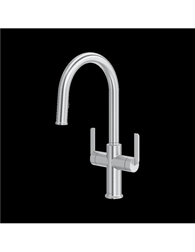 Riobel Authentica AU801 Two Handle Pull-Down Kitchen Faucet with C-Spout