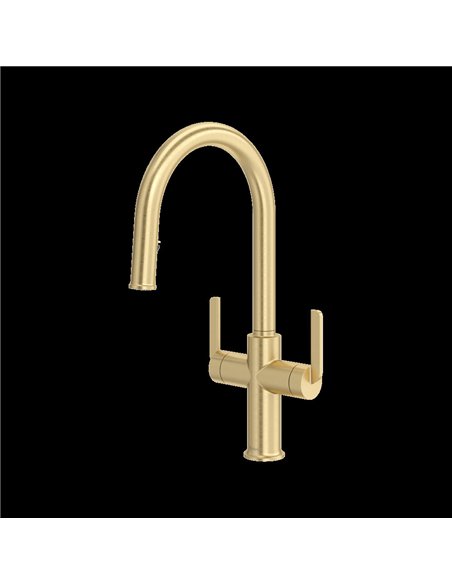 Riobel Authentica AU801 Two Handle Pull-Down Kitchen Faucet with C-Spout