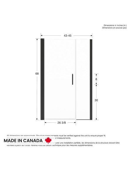 Maax Manhattan 43-45 x 68 in. 6 mm Pivot Shower Door
