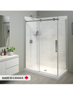 Maax B3X 6036 Acrylic Corner Left Shower Base with Center...