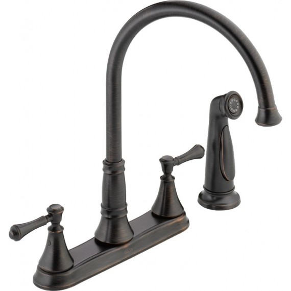 DELTA CASSIDY 2497LF 2H KITCHEN DECK FAUCET W/SPRAYER                    