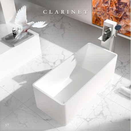 Virta Clarinet Freestanding Stone 63" Bathtub