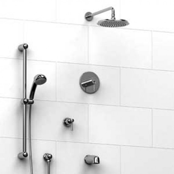 Riobel KIT1343FML Type TP thermostaticpressure balance 0.5 coaxial system with hand shower rail shower head tub spout and 3-w...