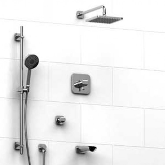 Riobel Salome KIT1343SA Type TP thermostaticpressure balance 0.5 coaxial system with hand shower rail shower head tub spout and 