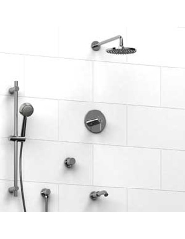 Riobel KIT1343TM Type TP thermostaticpressure balance 0.5 coaxial system with hand shower rail shower head tub spout and 3-wa...