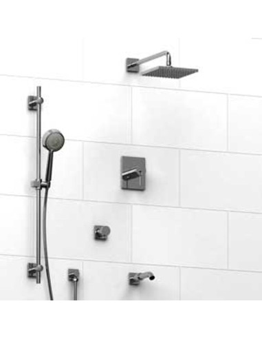 Riobel KIT1343TQ Type TP thermostaticpressure balance 0.5 coaxial system with hand shower rail shower head tub spout and 3-wa...