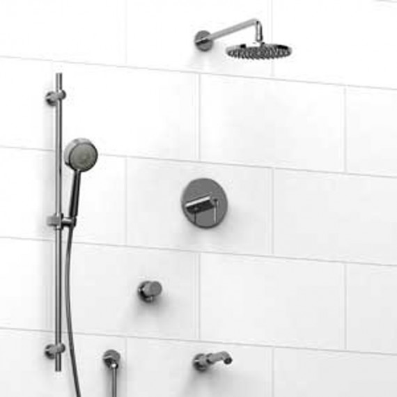 Riobel KIT1343VSTM Type TP thermostaticpressure balance 0.5 coaxial system with hand shower rail shower head tub spout and 3-...
