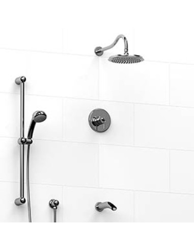 Riobel KIT1345AT Type TP thermostaticpressure balance 0.5 coaxial 3-way system with hand shower rail shower head and spout