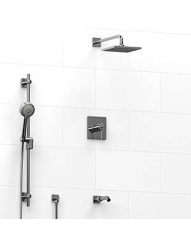 Riobel KIT1345CSTQ Type TP thermostaticpressure balance 0.5 coaxial 3-way system with hand shower rail shower head and spout