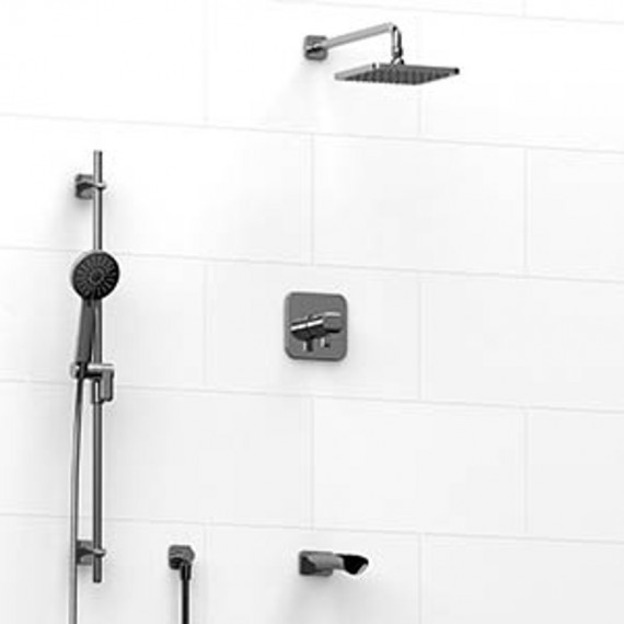 Riobel Salome KIT1345SA Type TP thermostaticpressure balance 0.5 coaxial 3-way system with hand shower rail shower head and spou
