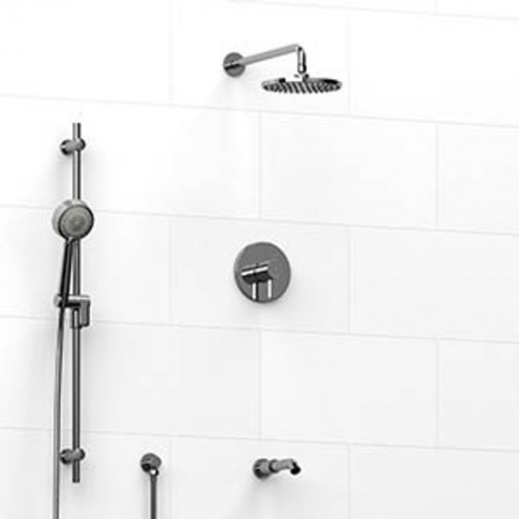 Riobel KIT1345SHTM Type TP thermostaticpressure balance 0.5 coaxial 3-way system with hand shower rail shower head and spout