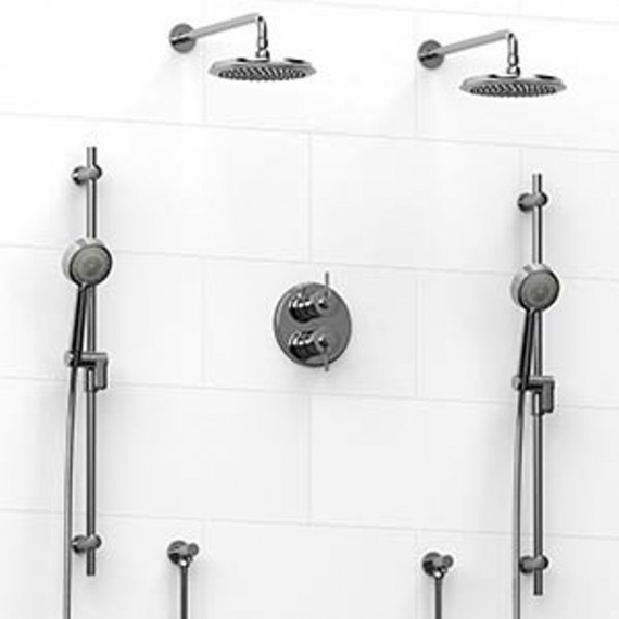 Riobel KIT1483ATOP Type TP thermostaticpressure balance 0.75 double coaxial system with 2 hand shower rails 2 shower arms and...