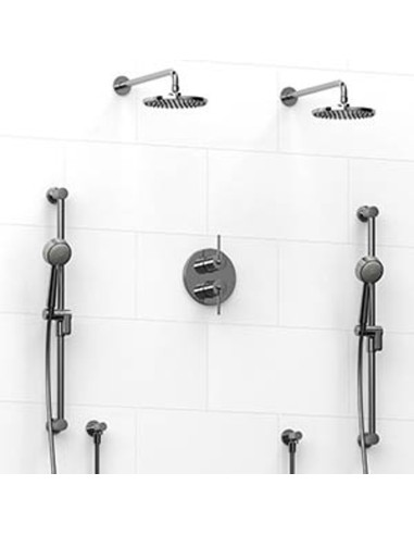 Riobel KIT1483CSTM Type TP thermostaticpressure balance 0.75 double coaxial system with 2 hand shower rails 2 shower arms and...