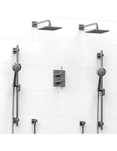 Riobel KIT1483CSTQ Type TP thermostaticpressure balance 0.75 double coaxial system with 2 hand shower rails 2 shower arms and...