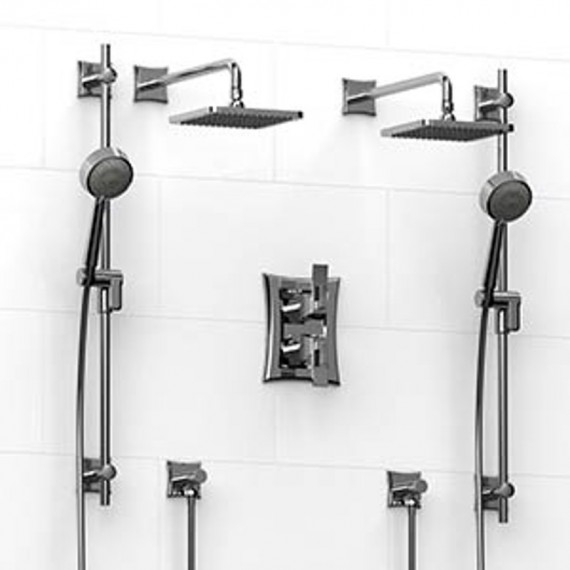Riobel Eiffel KIT1483EF Type TP thermostaticpressure balance 0.75 double coaxial system with 2 hand shower rails 2 shower arms a