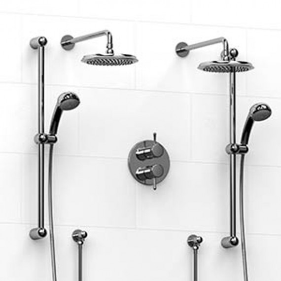Riobel KIT1483FI Type TP thermostaticpressure balance 0.75 double coaxial system with 2 hand shower rails 2 shower arms and 2...