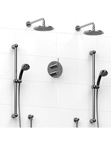 Riobel KIT1483FM Type TP thermostaticpressure balance 0.75 double coaxial system with 2 hand shower rails 2 shower arms and 2...