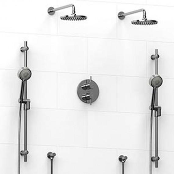 Riobel Pallace KIT1483PATM Type TP thermostaticpressure balance 0.75 double coaxial system with 2 hand shower rails 2 shower arm