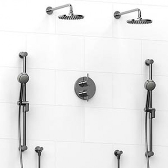 Riobel Riu KIT1483RUTM Type TP thermostaticpressure balance 0.75 double coaxial system with 2 hand shower rails 2 shower arms an