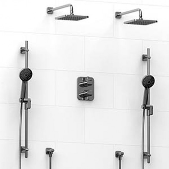 Riobel Salome KIT1483SA Type TP thermostaticpressure balance 0.75 double coaxial system with 2 hand shower rails 2 shower arms a