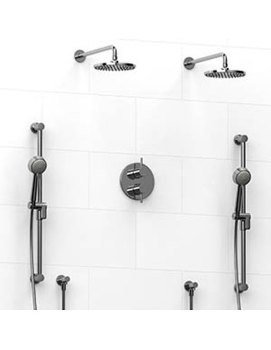 Riobel Sylla KIT1483SYTM Type TP thermostaticpressure balance 0.75 double coaxial system with 2 hand shower rails 2 shower arms 